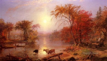 風景 Painting - インディアン サマー ハドソン川アルバート ビアシュタットの風景